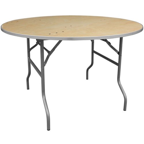 Flash Furniture Folding Banquet Table with Metal Edges: Round Heavy Duty Birchwood 48