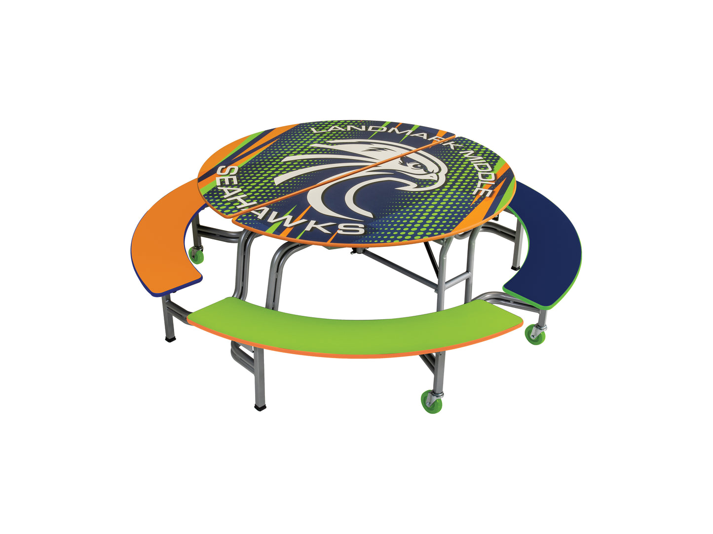 AmTab Round Mobile Bench Cafeteria Table - 60" Diameter (AmTab AMT-MBR604)