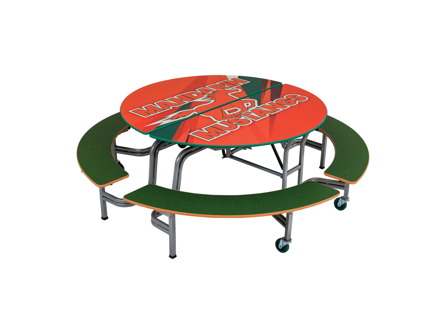 AmTab Round Mobile Bench Cafeteria Table - 60" Diameter (AmTab AMT-MBR604)