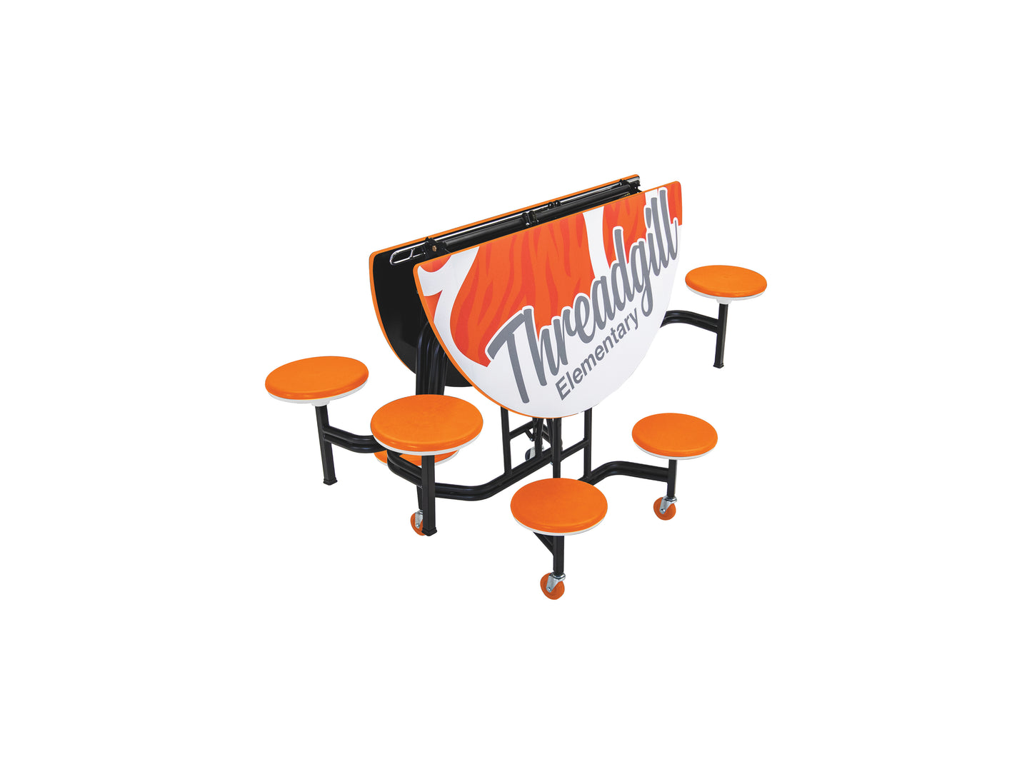 AmTab Mobile Stool Table - Round - 60" Round Diameter - 8 Stools (AmTab AMT-MSR608)