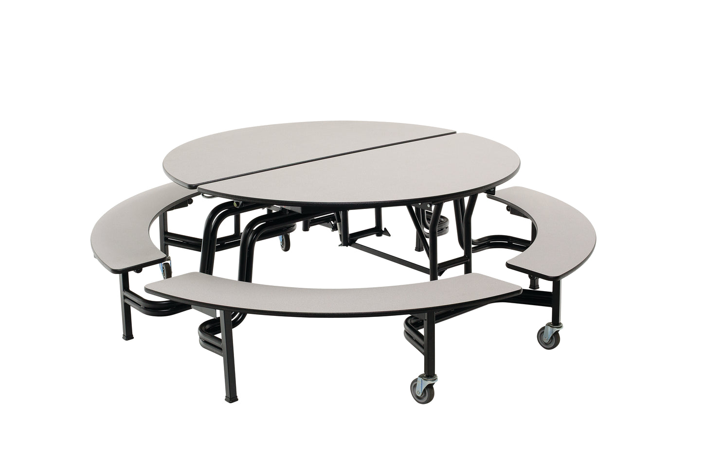 AmTab Round Mobile Bench Cafeteria Table - 60" Diameter (AmTab AMT-MBR604)