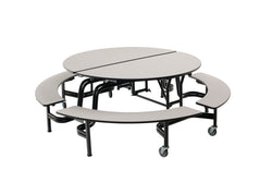 AmTab Round Mobile Bench Cafeteria Table - 60" Diameter (AmTab AMT-MBR604)