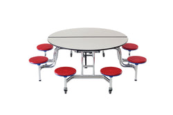 AmTab Mobile Stool Table - Round - 60" Round Diameter - 8 Stools (AmTab AMT-MSR608)