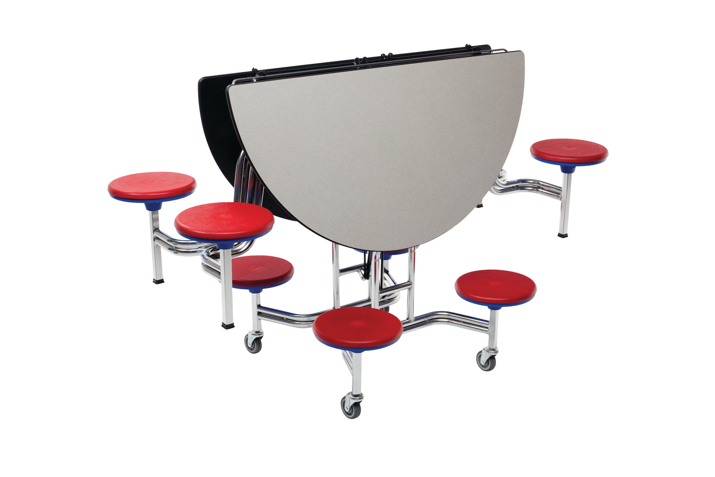 AmTab Mobile Stool Table - Round - 60" Round Diameter - 8 Stools (AmTab AMT-MSR608)