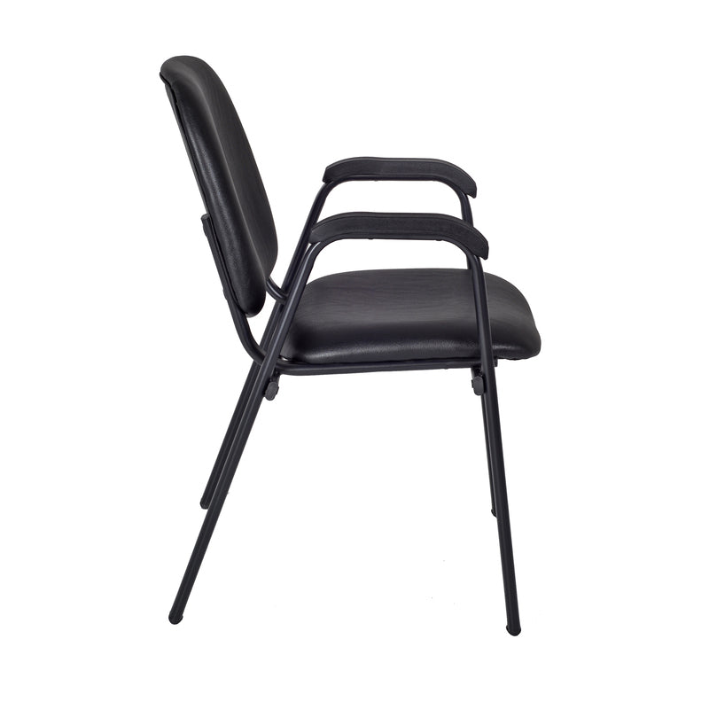 Regency Ace Vinyl Guest Stacking Chair with Arms Midnight Black (Pack of 18)