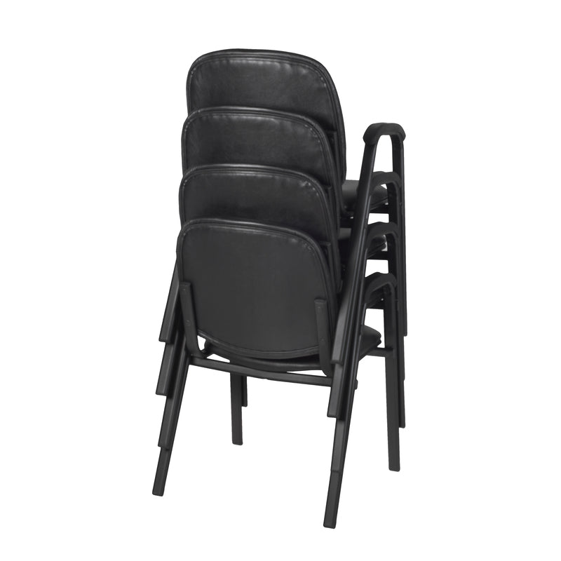 Regency Ace Vinyl Guest Stacking Chair with Arms Midnight Black (Pack of 4)