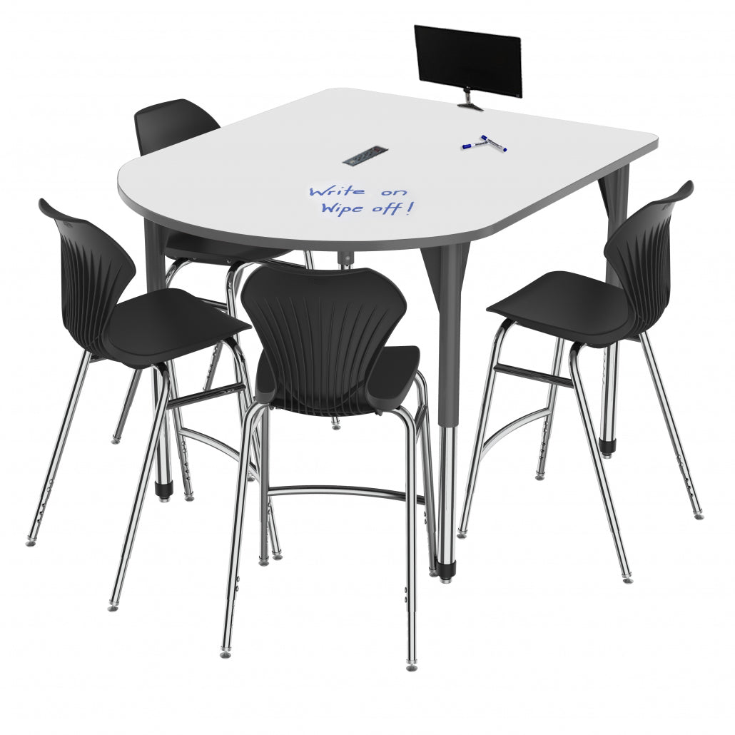 Marco Premier Series Multimedia Standing Table Dry Erase Top 48" x 60" Adj Height 32"-42" w/ Power Module (43-2260-DAP)