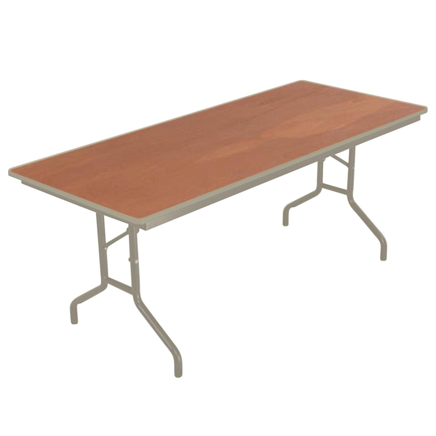 AmTab Folding Table - Plywood Stained and Sealed - Vinyl T-Molding Edge - 18"W x 96"L x 29"H  (AmTab AMT-188PM)