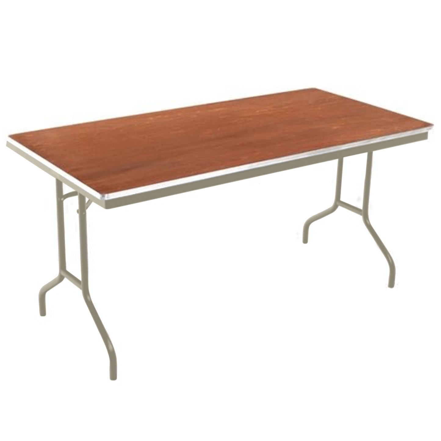 AmTab Folding Table - Plywood Stained and Sealed - Aluminum Edge - 24"W x 72"L x 29"H  (AmTab AMT-246PA)