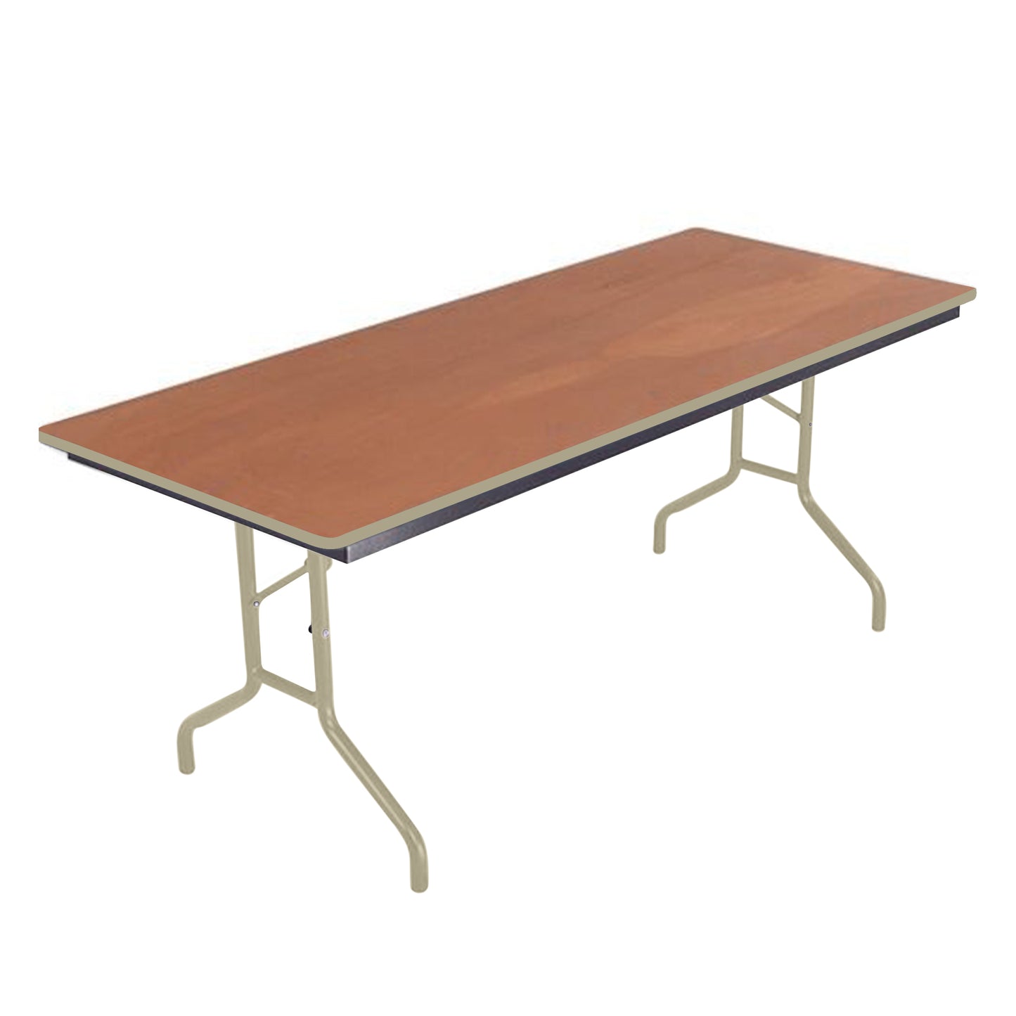 AmTab Folding Table - Plywood Stained and Sealed - Vinyl T-Molding Edge - 30"W x 96"L x 29"H  (AmTab AMT-308PM)