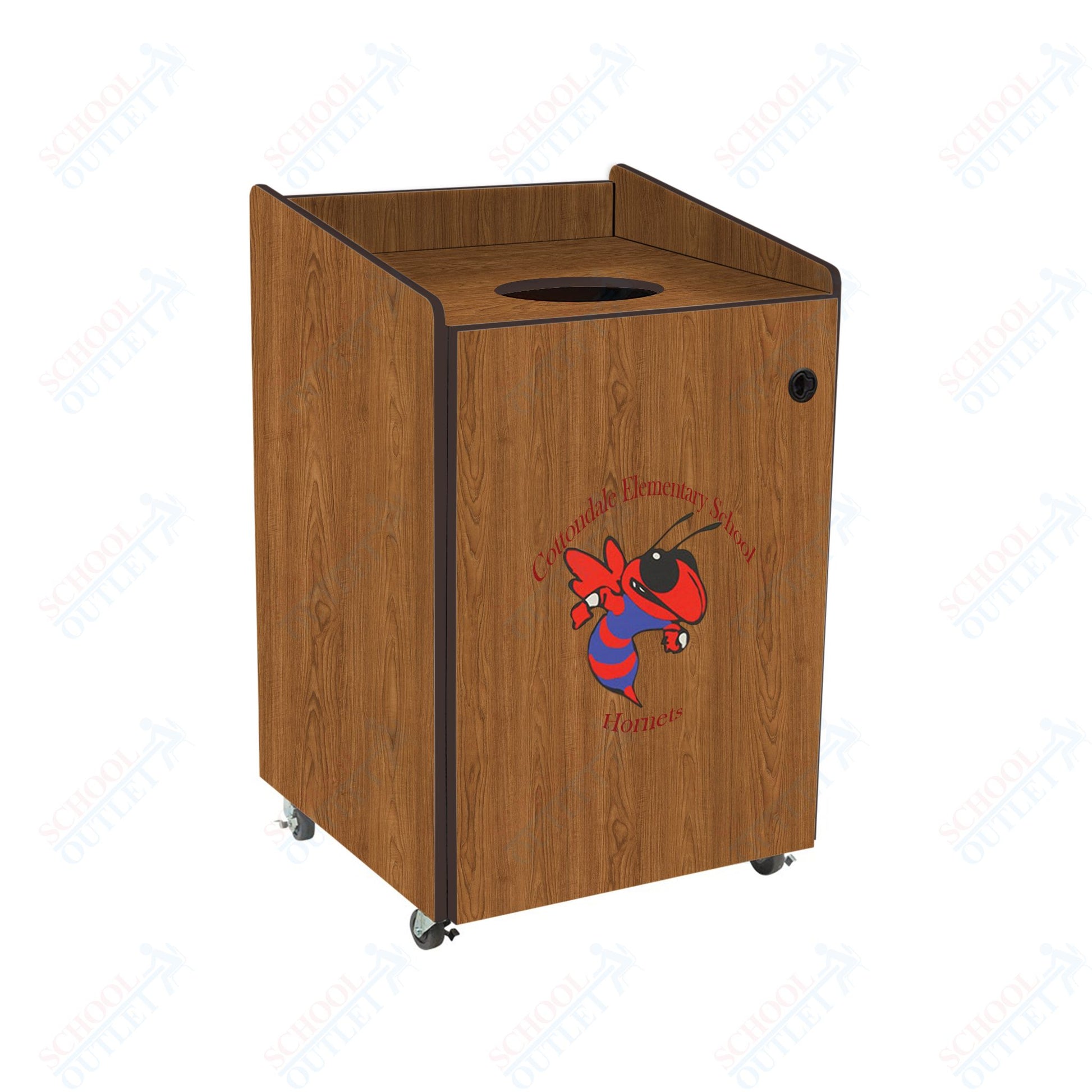 AmTab Heavy - Duty Waste Receptacle - Applicable for 32 Gallon Cans and Drums - 33"W x 32"L x 42"H (AMT - HDWR32) - SchoolOutlet