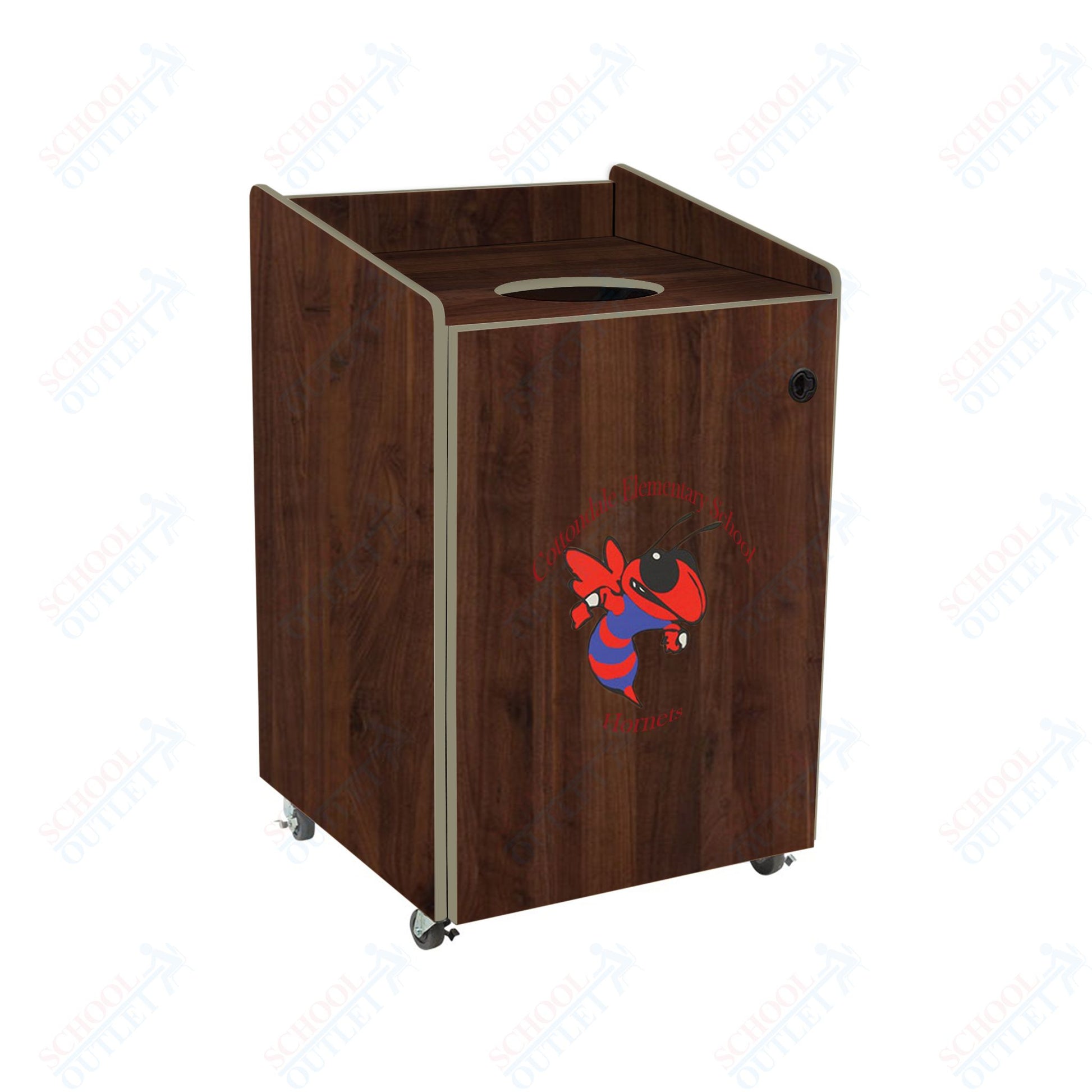 AmTab Heavy - Duty Waste Receptacle - Applicable for 32 Gallon Cans and Drums - 33"W x 32"L x 42"H (AMT - HDWR32) - SchoolOutlet