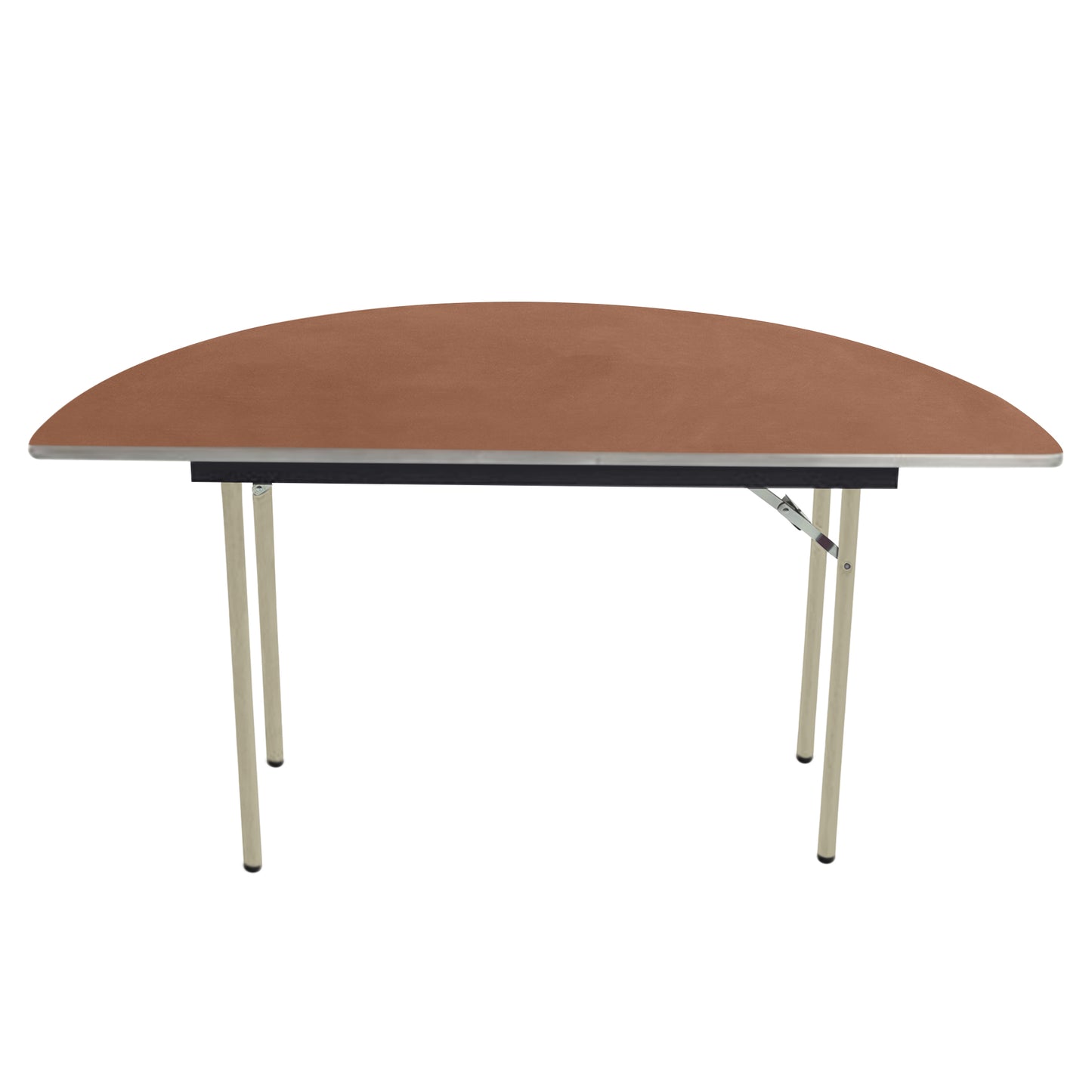 AmTab Folding Table - Plywood Stained and Sealed - Aluminum Edge - Half Round - Half 30" Diameter x 29"H  (AmTab AMT-HR30PA)