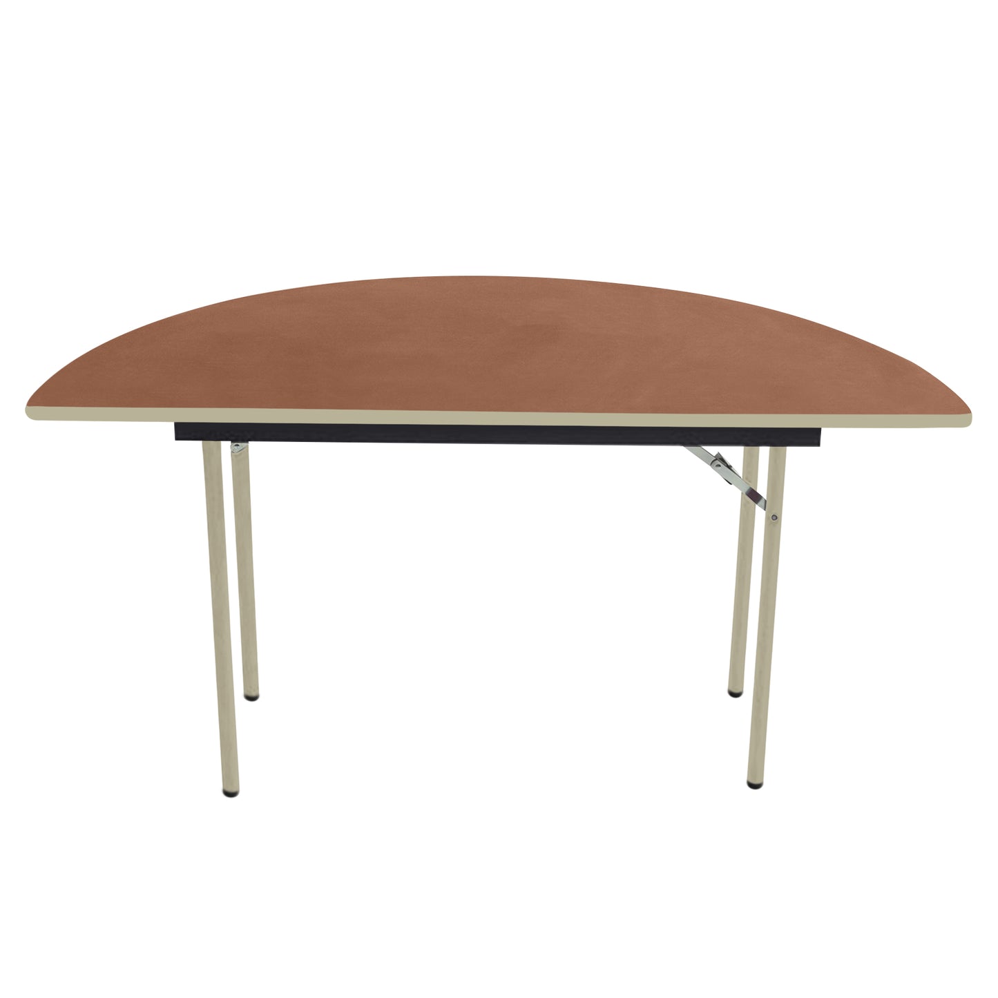 AmTab Folding Table - Plywood Stained and Sealed - Vinyl T-Molding Edge - Half Round - Half 60" Diameter x 29"H  (AmTab AMT-HR60PM)