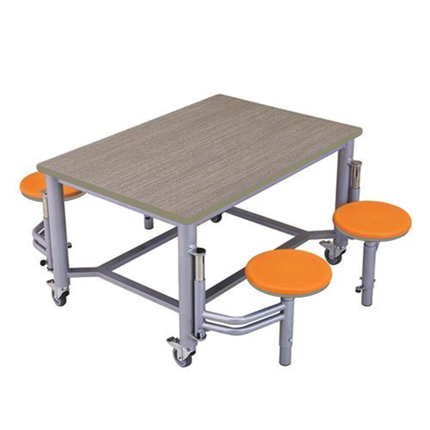 AmTab Mobile Stool Table - Group Collaboration High Table - 36"W x 52"L x 29"H - 4 Stools  (AMT-MGST3652-29)