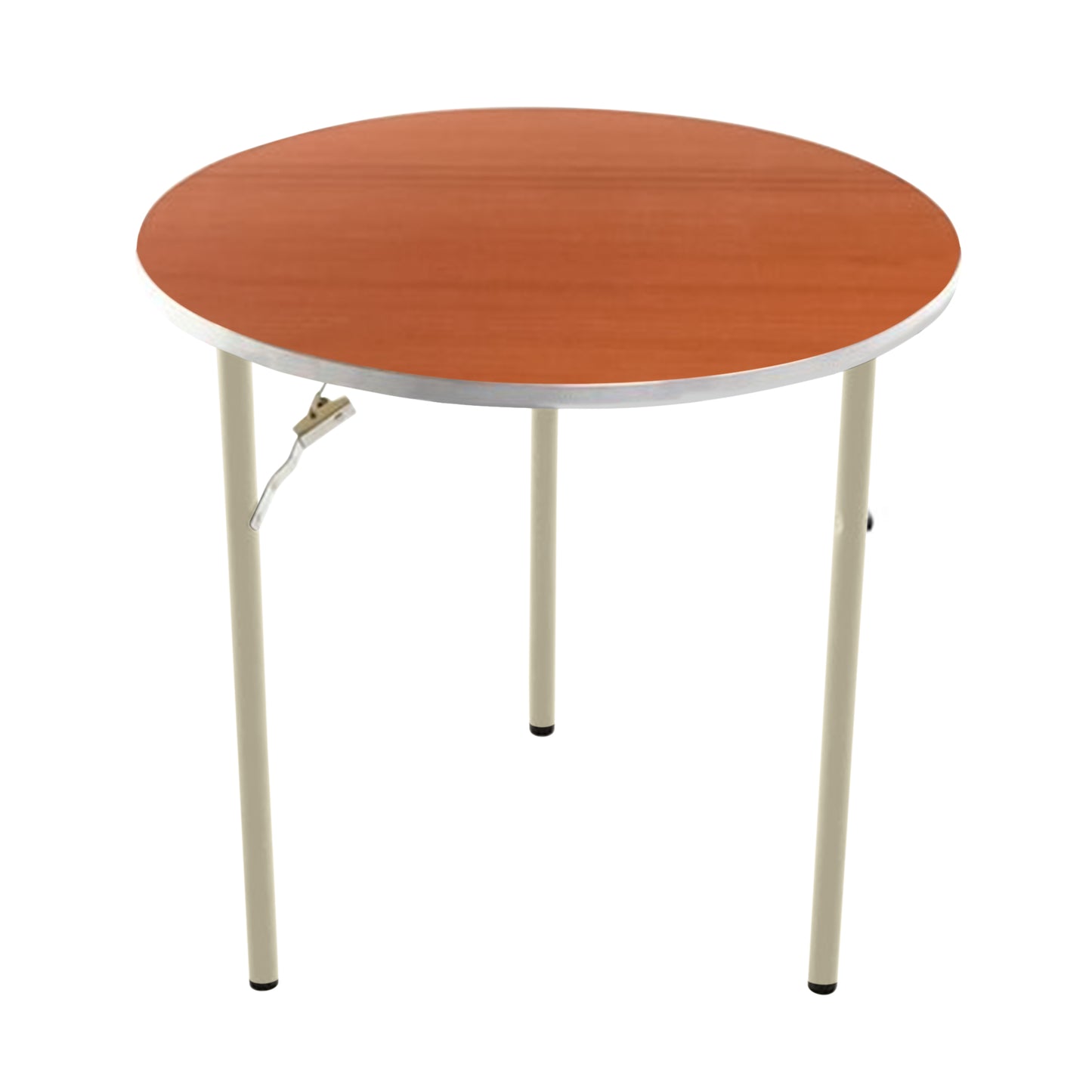 AmTab Folding Table - Plywood Stained and Sealed - Aluminum Edge - Round - 36" Diameter x 29"H  (AmTab AMT-R36PA)