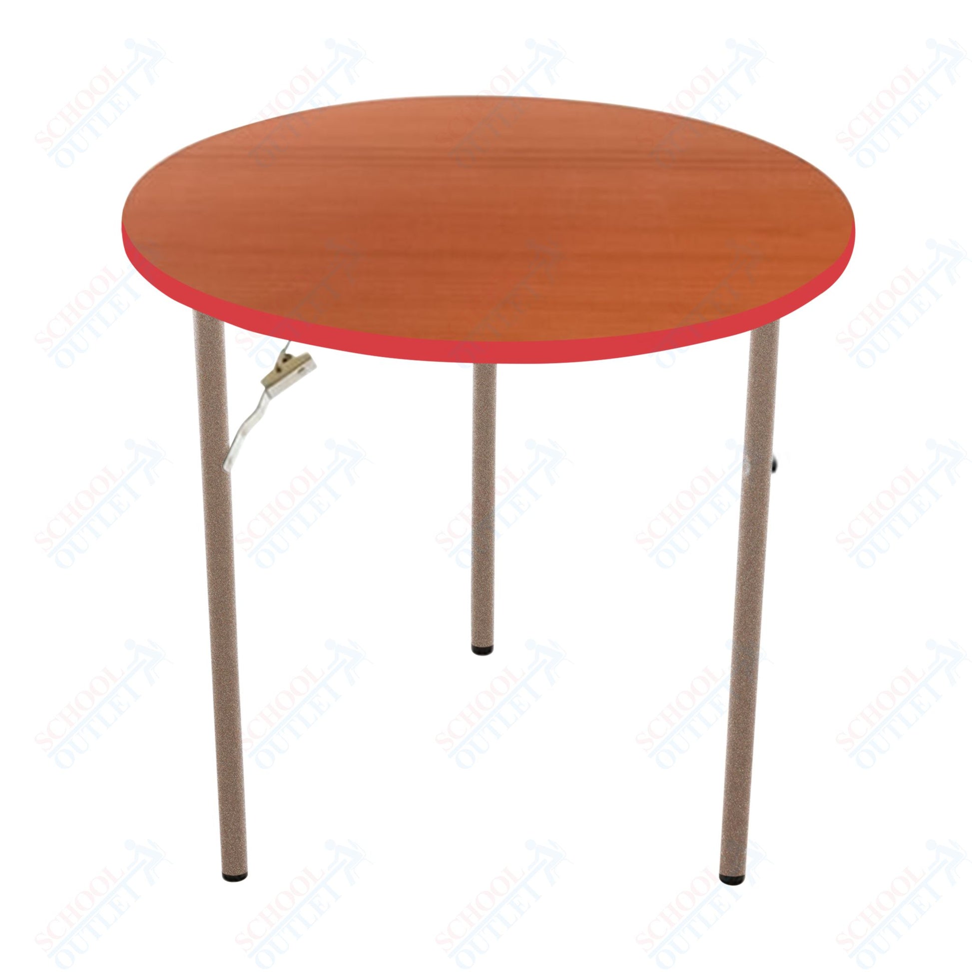 AmTab Folding Table - Plywood Stained and Sealed - Vinyl T - Molding Edge - Round - 54" Diameter x 29"H (AmTab AMT - R54PM) - SchoolOutlet