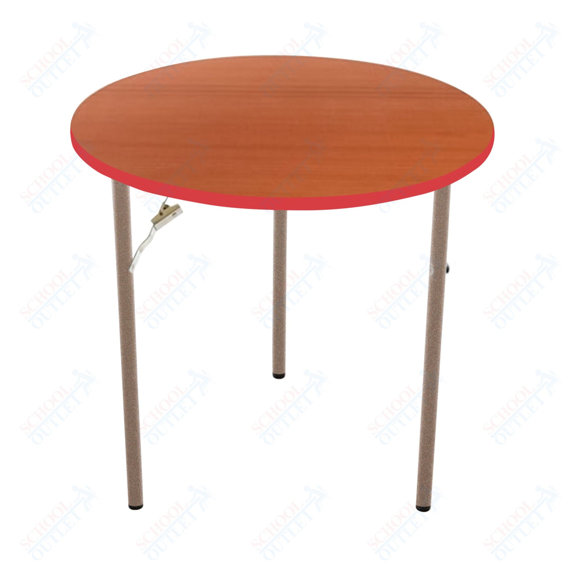 AmTab Folding Table - Plywood Stained and Sealed - Vinyl T - Molding Edge - Round - 72" Diameter x 29"H (AmTab AMT - R72PM) - SchoolOutlet