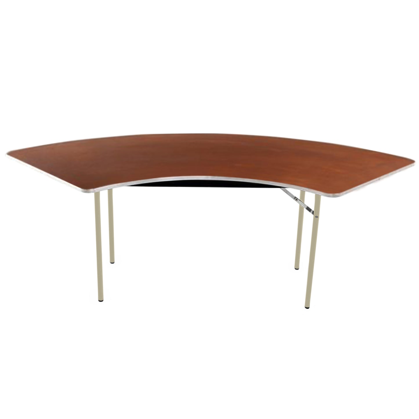 AmTab Folding Table - Plywood Stained and Sealed - Aluminum Edge - Serpentine - 30"W x 30,60"L x 29"H  (AmTab AMT-SE305PA)