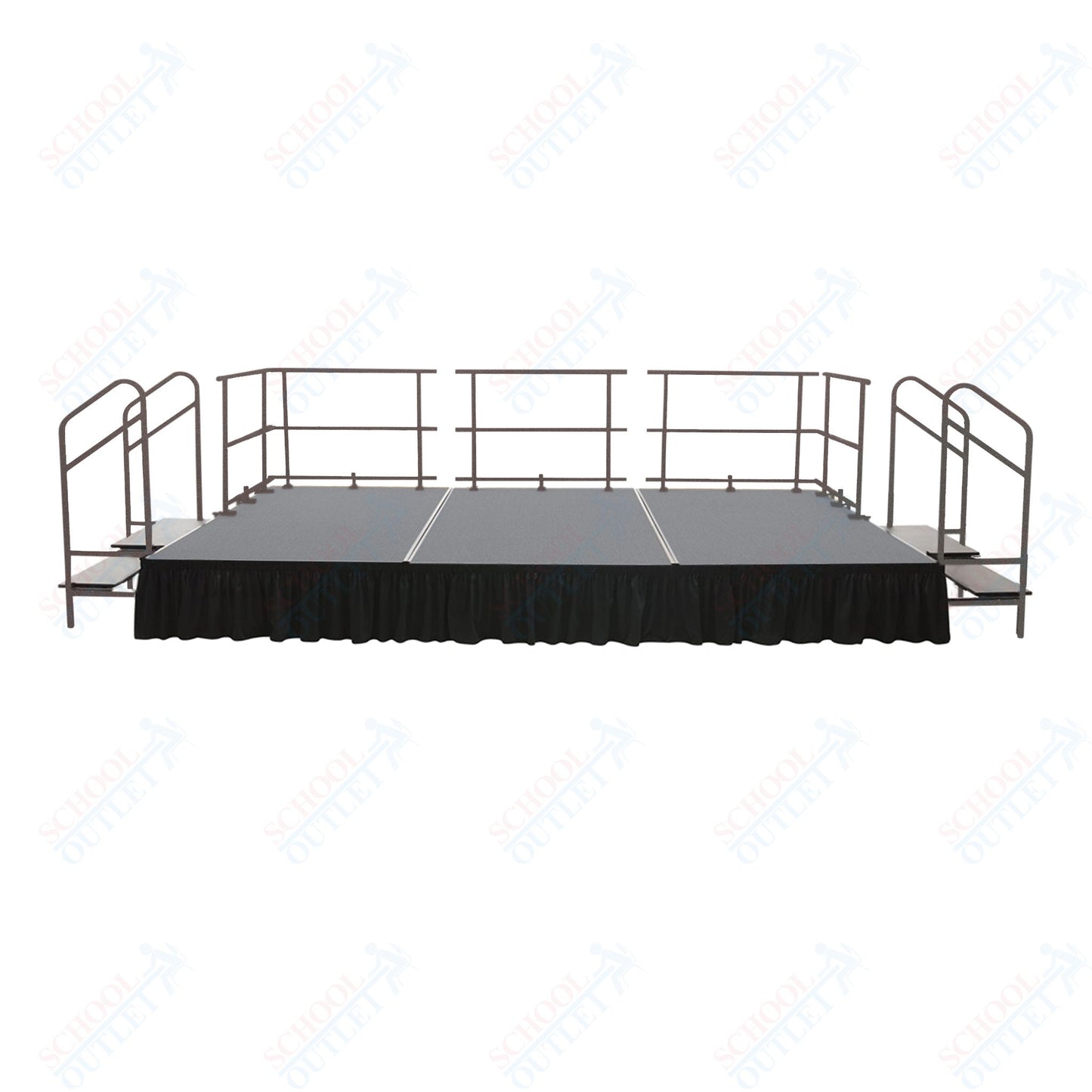 AmTab Adjustable Height Stage Set - Polypropylene Top - 8'W x 16'L x 1.5-2'H (96"W x 192"L x Adjustable 16" to 24"H)  (AmTab AMT-STAS081624P)