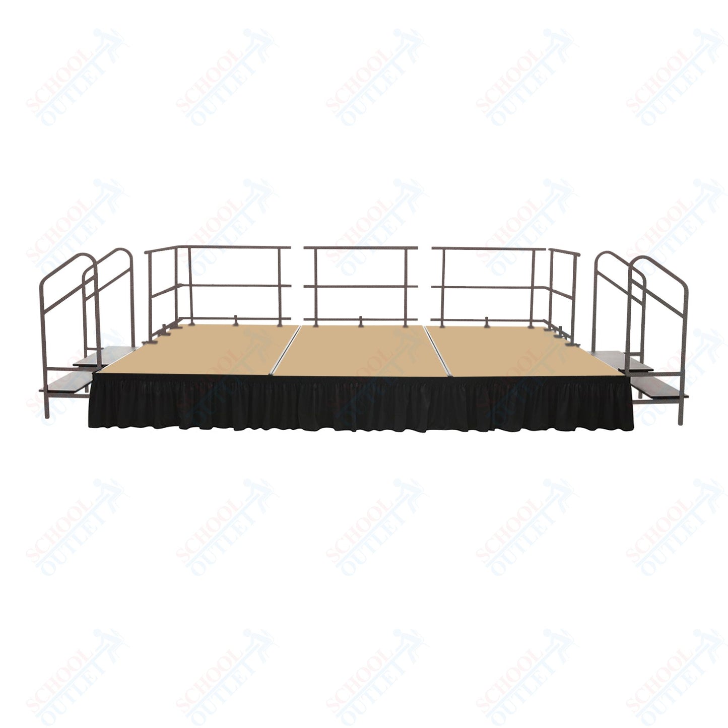 AmTab Adjustable Height Stage Set - Carpet Top - 16'W x 32'L x 1.5 - 2'H (192"W x 384"L x Adjustable 16" to 24"H) (AmTab AMT - STAS163224C) - SchoolOutlet