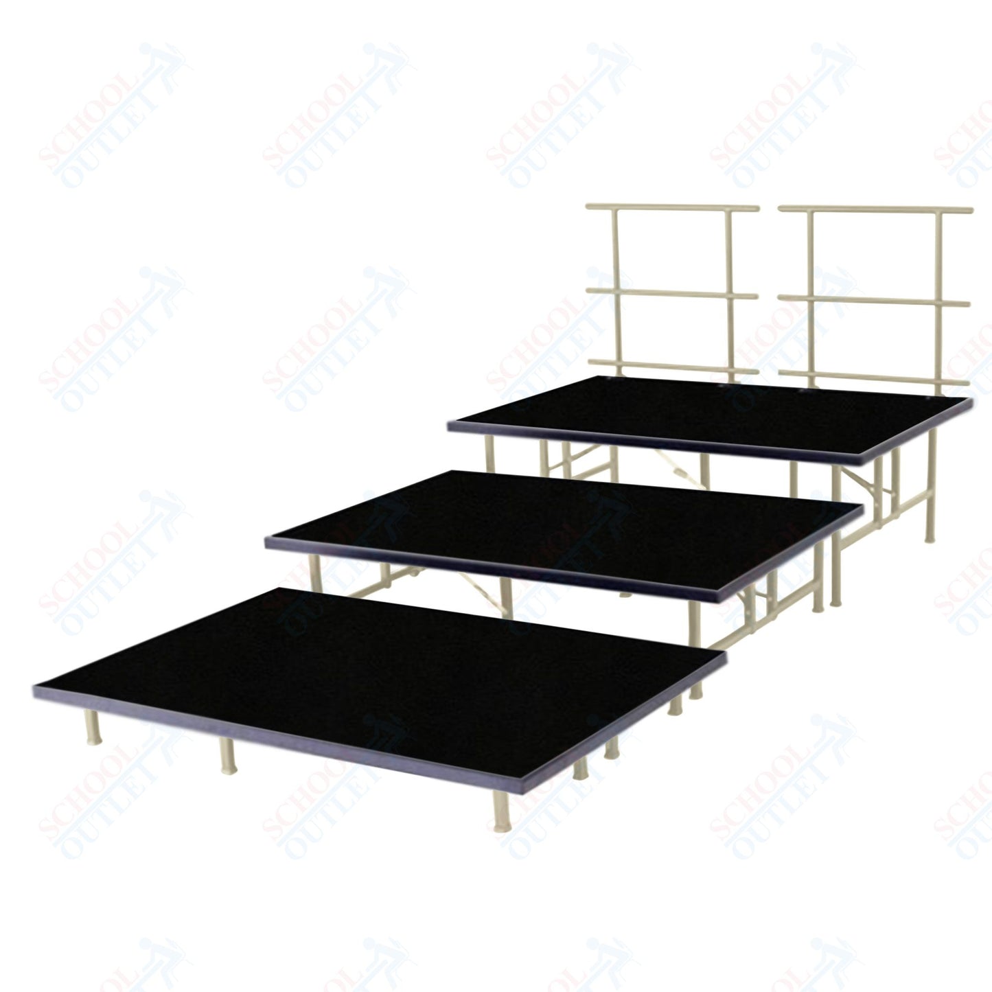 AmTab Fixed Height Riser Set - Carpet Top - 3 Levels - 12'L x 6'W x 24"H (144"L x 72"W x 24"H)  (AmTab AMT-STB463C)