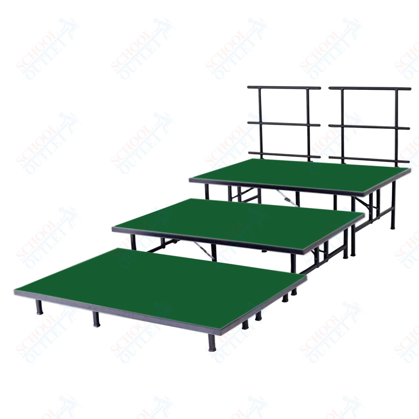 AmTab Fixed Height Riser Set - Carpet Top - 3 Levels - 12'L x 6'W x 24"H (144"L x 72"W x 24"H)  (AmTab AMT-STB463C)