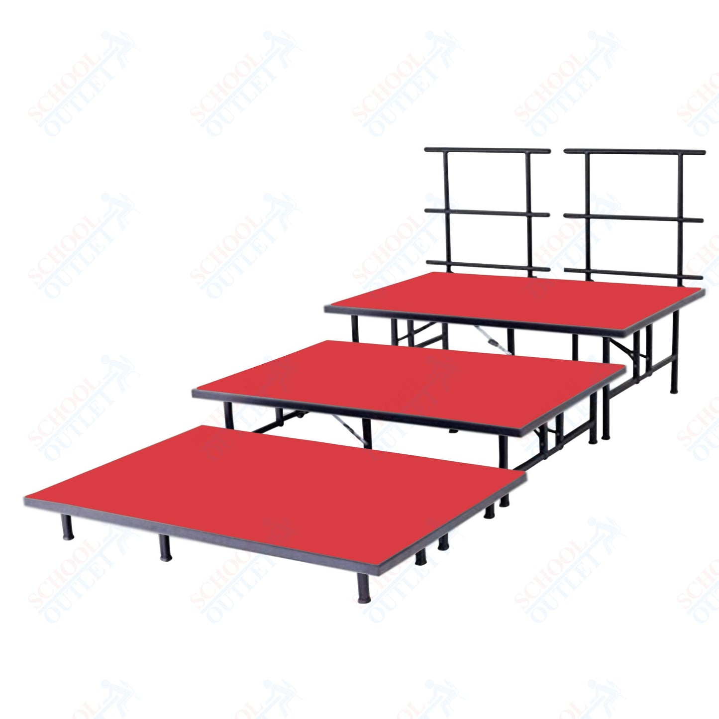 AmTab Fixed Height Riser Set - Carpet Top - 3 Levels - 12'L x 6'W x 24"H (144"L x 72"W x 24"H)  (AmTab AMT-STB463C)