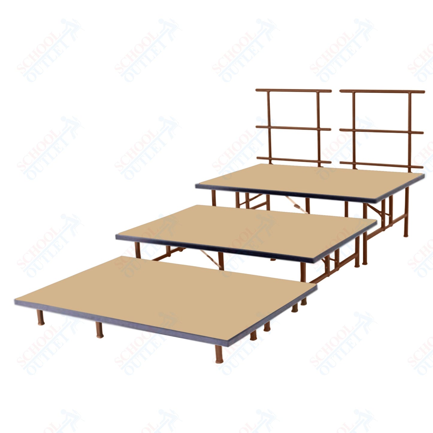 AmTab Fixed Height Riser Set - Carpet Top - 3 Levels - 12'L x 6'W x 24"H (144"L x 72"W x 24"H)  (AmTab AMT-STB463C)