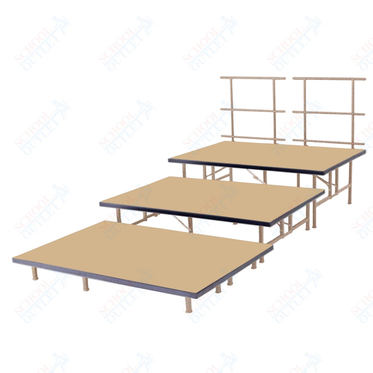 AmTab Fixed Height Riser Set - Carpet Top - 3 Levels - 12'L x 6'W x 24"H (144"L x 72"W x 24"H)  (AmTab AMT-STB463C)