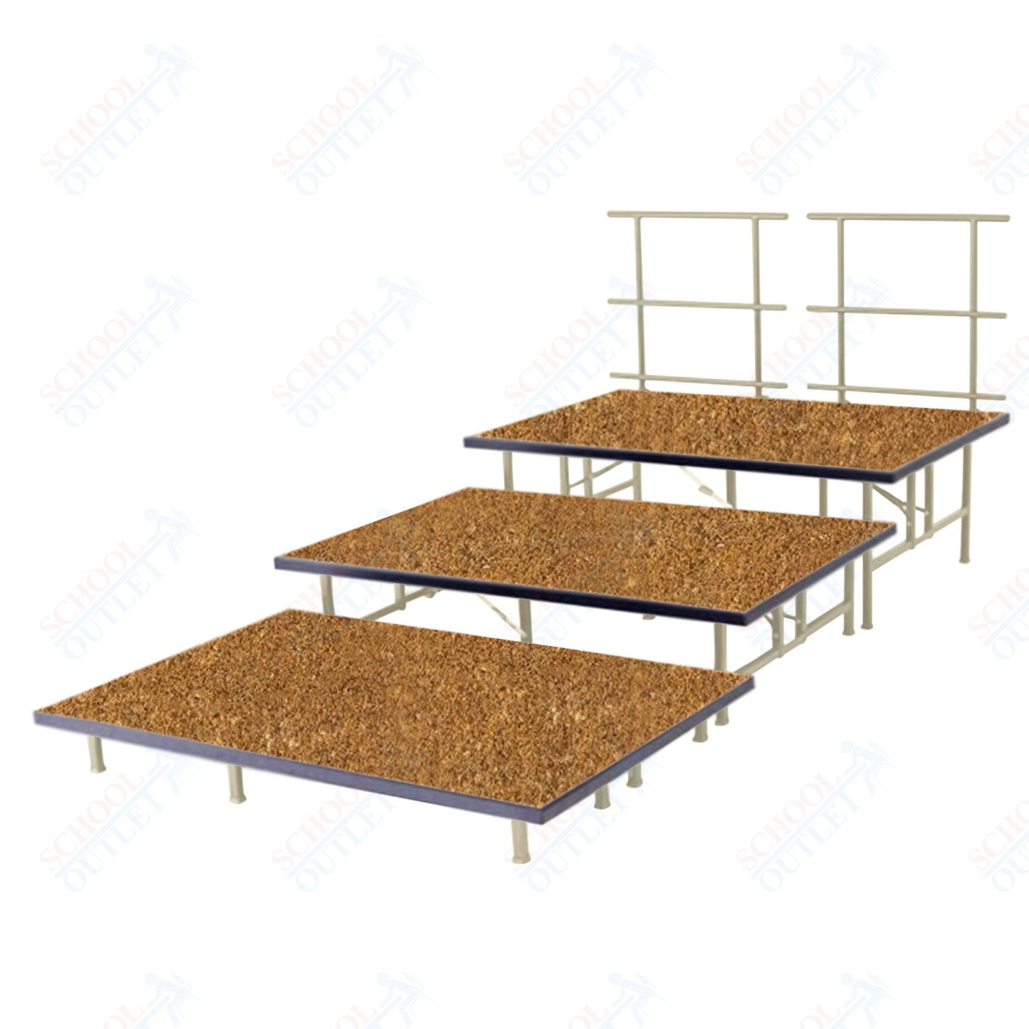 AmTab Fixed Height Riser Set - Hardboard Top - 3 Levels - 12'L x 6'W x 24"H (144"L x 72"W x 24"H)  (AmTab AMT-STB463H)