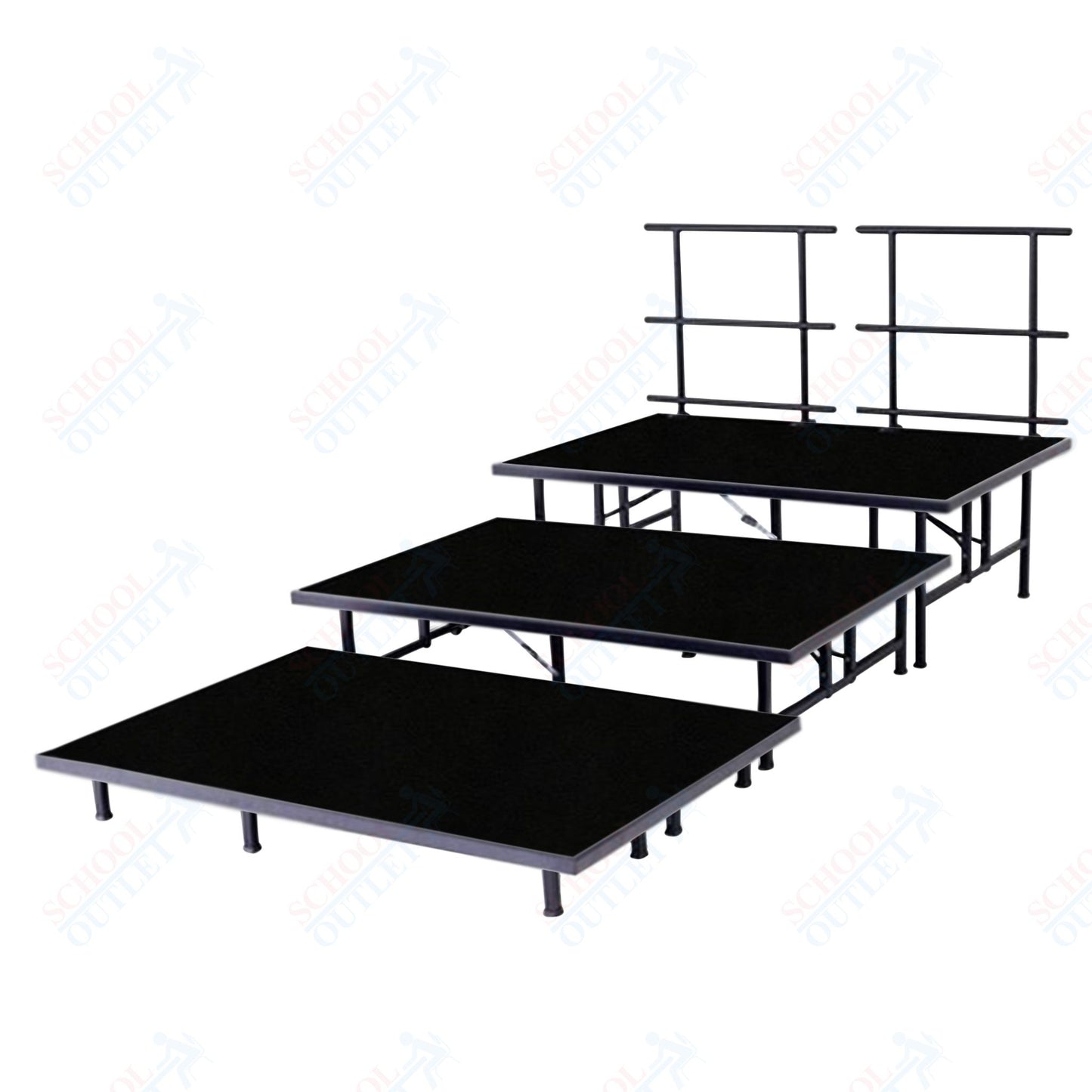 AmTab Fixed Height Riser Set - Polypropylene Top - 3 Levels - 12'L x 6'W x 24"H (144"L x 72"W x 24"H)  (AmTab AMT-STB463P)