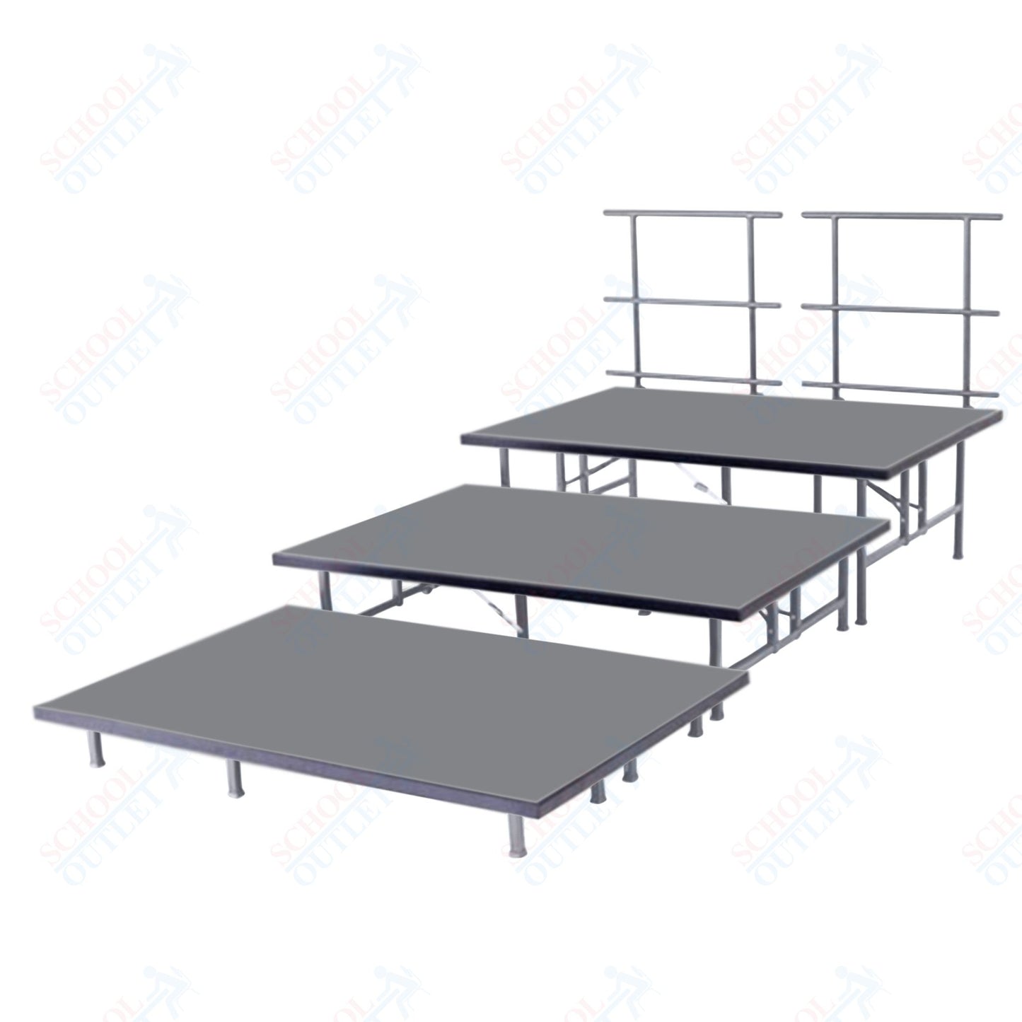 AmTab Fixed Height Riser Set - Polypropylene Top - 3 Levels - 12'L x 6'W x 24"H (144"L x 72"W x 24"H)  (AmTab AMT-STB463P)