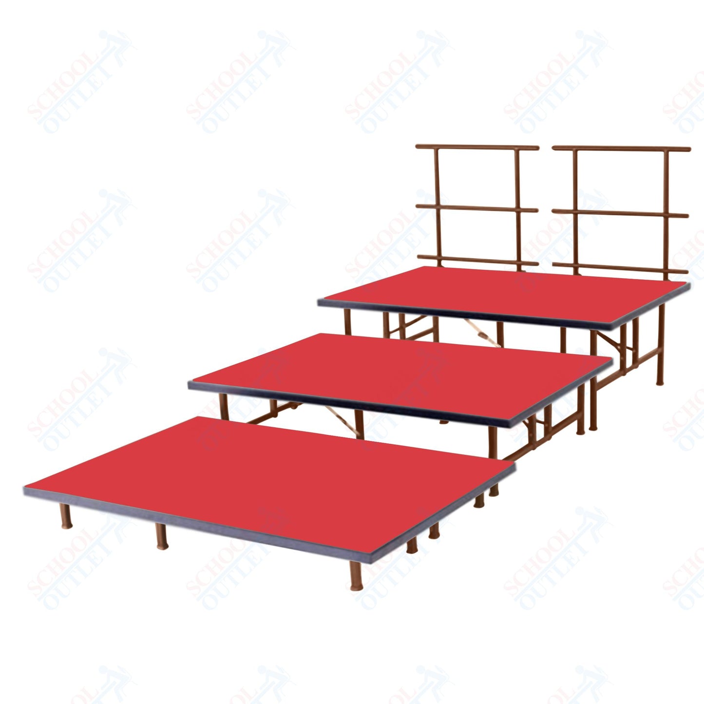 AmTab Fixed Height Riser Set - Carpet Top - 3 Levels - 12'L x 8'W x 24"H (144"L x 96"W x 24"H)  (AmTab AMT-STB483C)