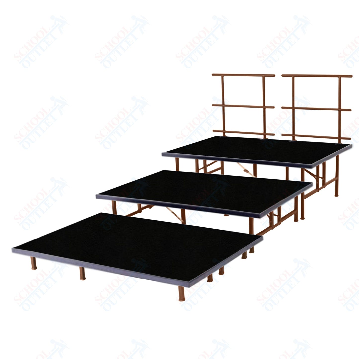 AmTab Fixed Height Riser Set - Polypropylene Top - 3 Levels - 9'L x 6'W x 24"H (108"L x 72"W x 24"H)  (AmTab AMT-STC363P)