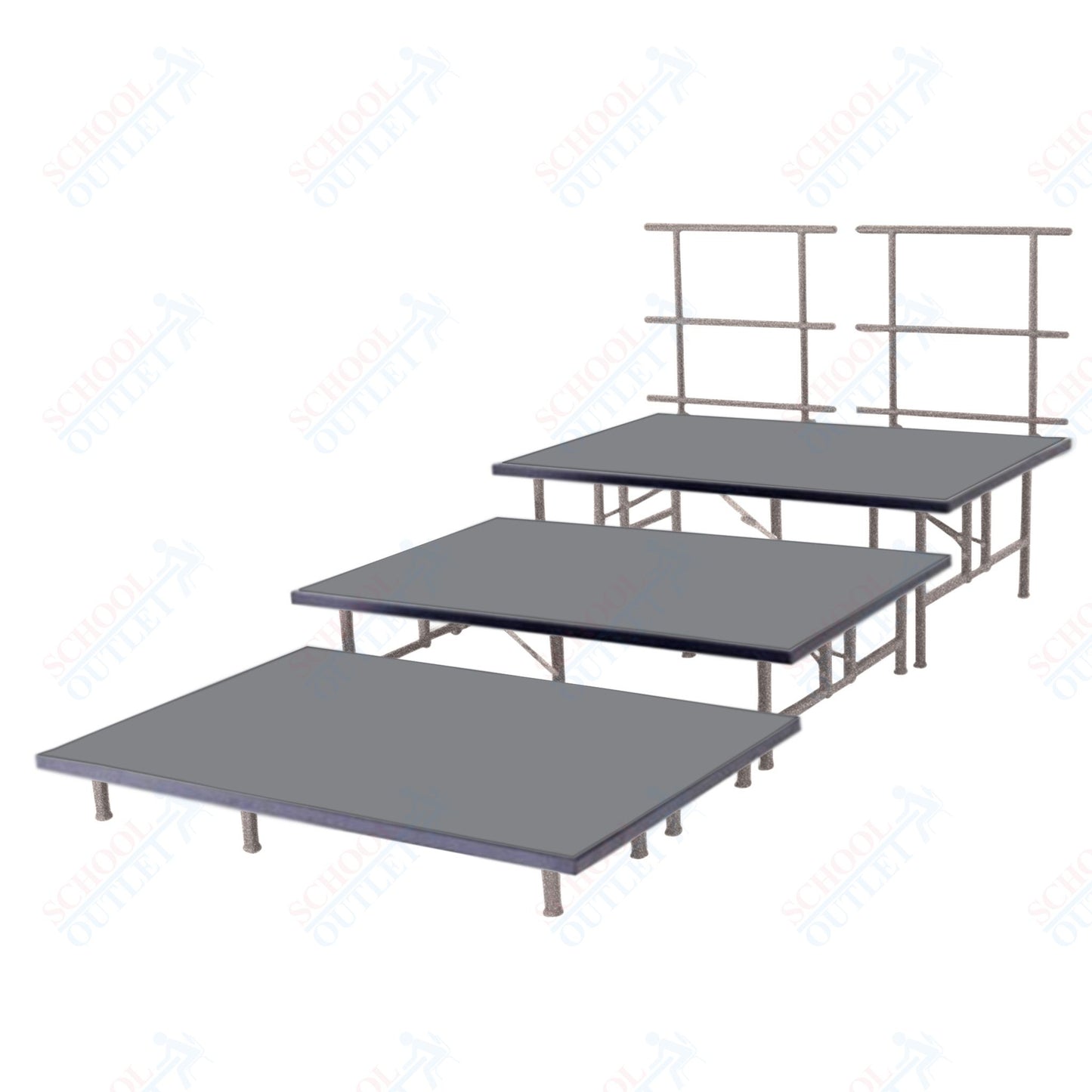 AmTab Fixed Height Riser Set - Polypropylene Top - 3 Levels - 9'L x 6'W x 24"H (108"L x 72"W x 24"H)  (AmTab AMT-STC363P)