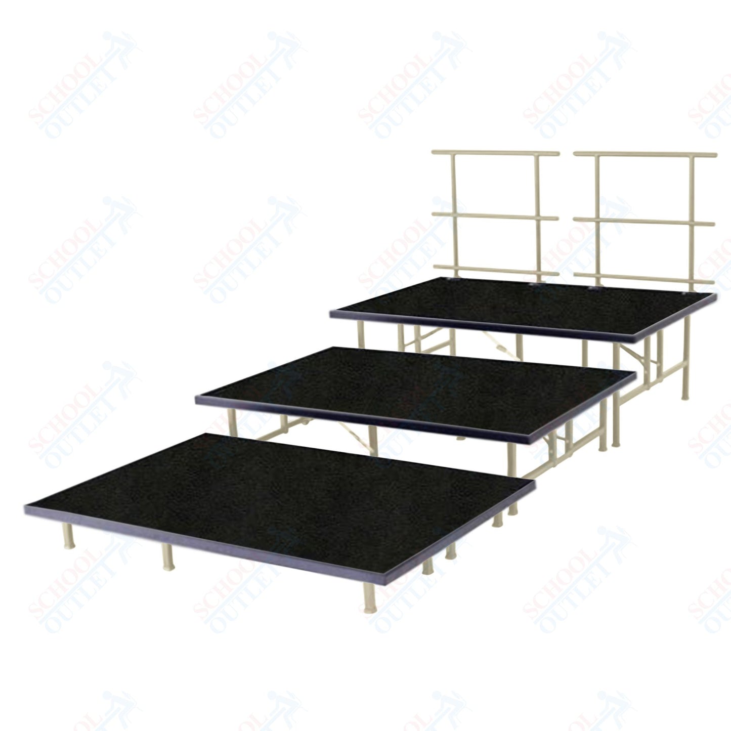 AmTab Fixed Height Riser Set - Polypropylene Top - 3 Levels - 9'L x 8'W x 24"H (108"L x 96"W x 24"H)  (AmTab AMT-STC383P)