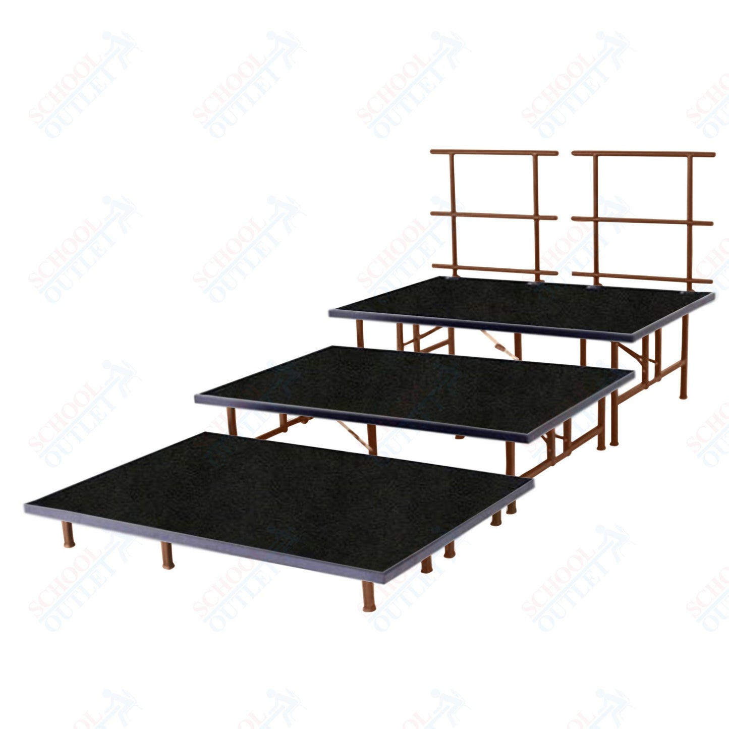 AmTab Fixed Height Riser Set - Polypropylene Top - 3 Levels - 9'L x 8'W x 24"H (108"L x 96"W x 24"H)  (AmTab AMT-STC383P)