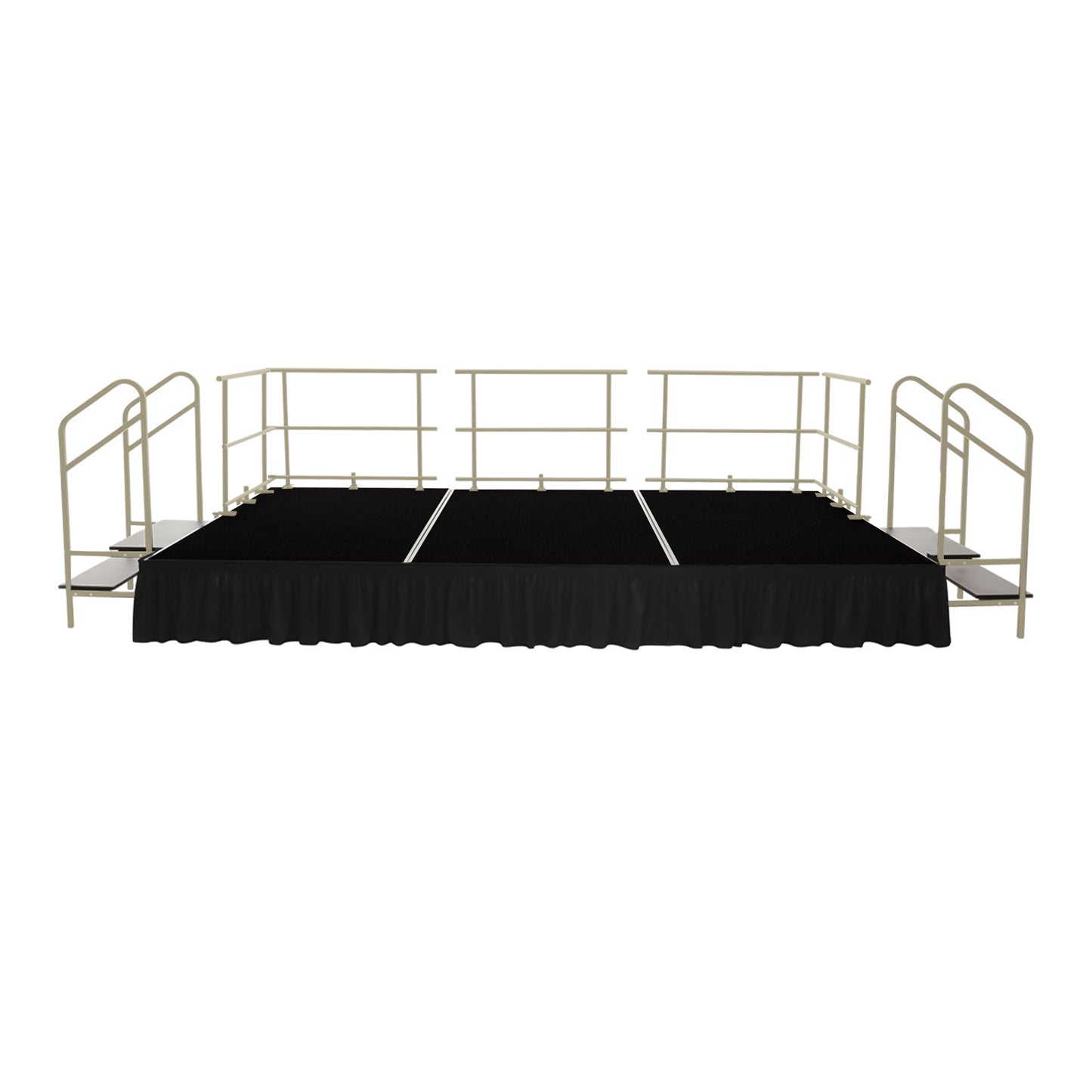 AmTab Fixed Height Stage Set - Polypropylene Top - 16'W x 32'L x 2'H (192"W x 384"L x 24"H)  (AmTab AMT-STS163224P)
