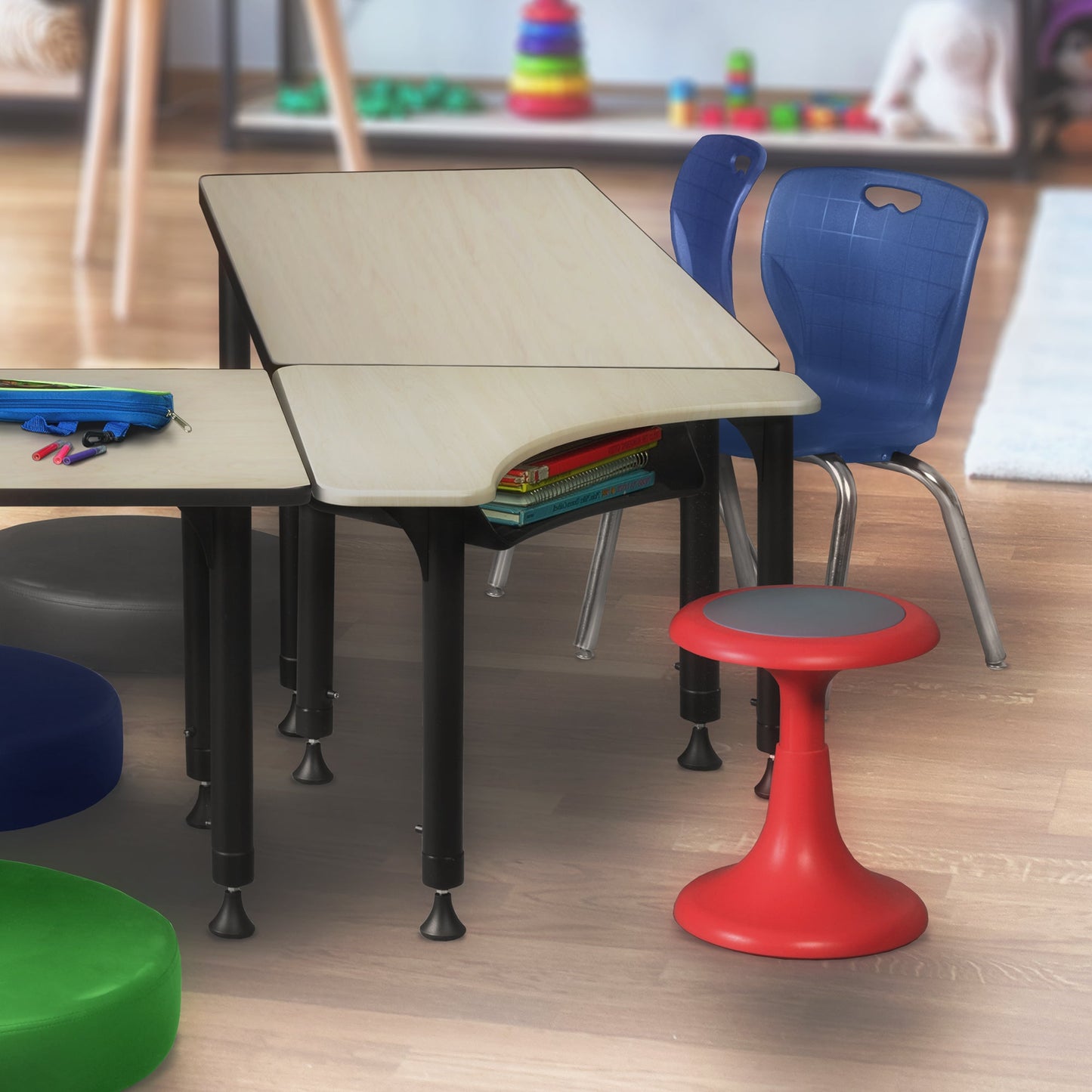 Regency 28" Boomerang Height Adjustable Plastic Top Activity School Desk (Maple)