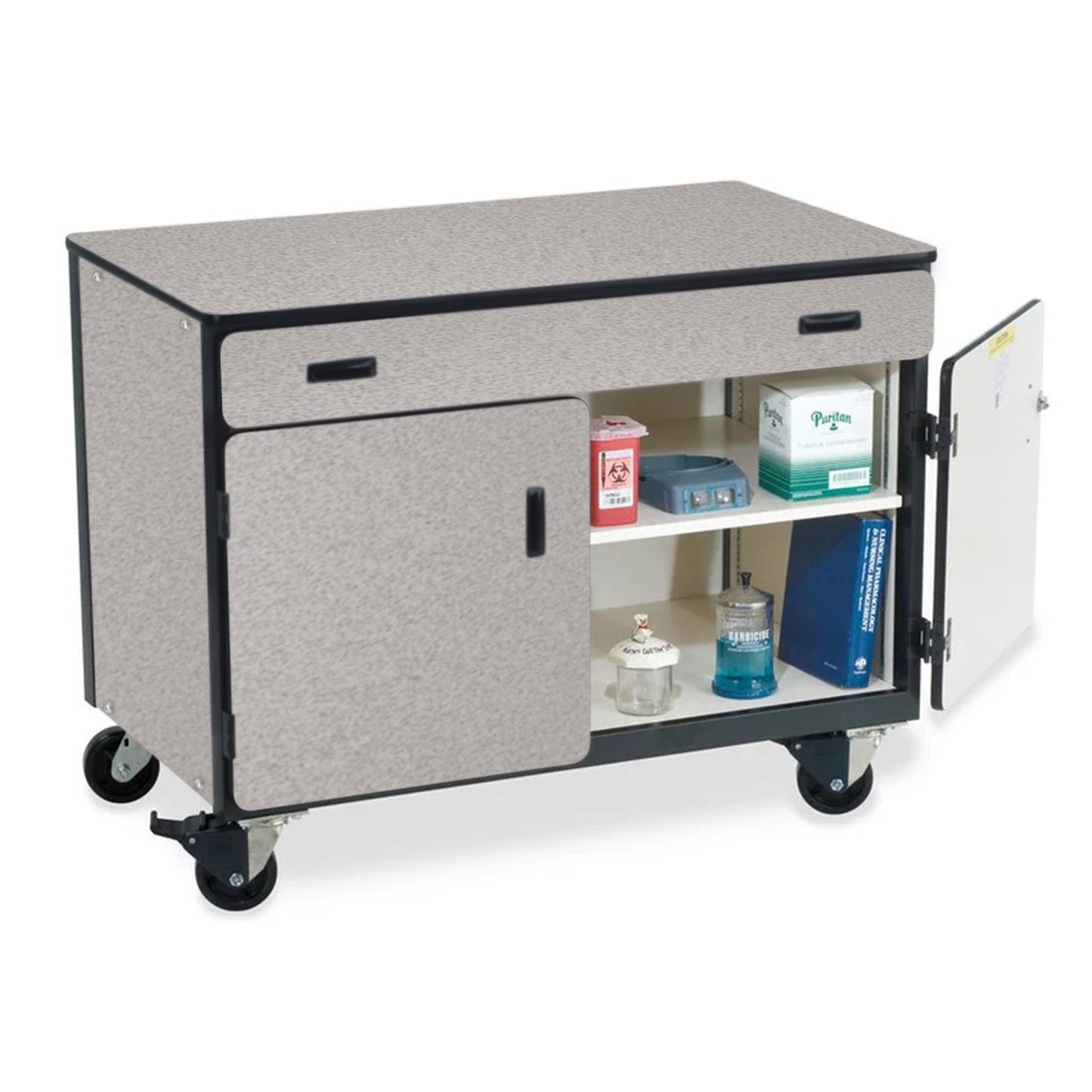 Virco 2321MMB - Mobile Storage Cabinet With One Paper Drawer, One Adjustable Steel Shelf, Two Hinged Doors, Magnetic Marker Back - 48"W x 28"D x 36"H (Virco 2321MMB)