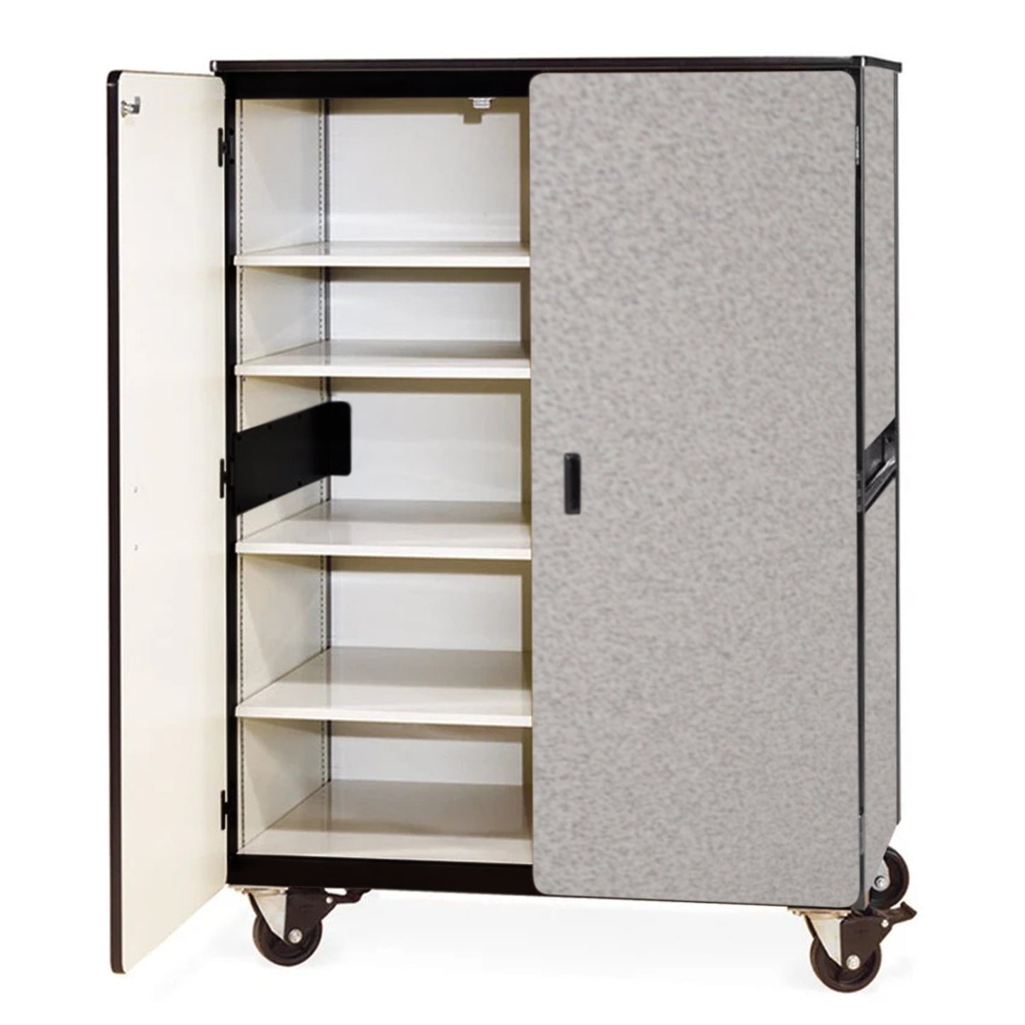 Virco 2501MMB - Mobile Storage Cabinet With Four Adjustable Steel Shelves, Two Hinged Doors, Magnetic Marker Back - 48"W x 28"D x 66"H (Virco 2501MMB)