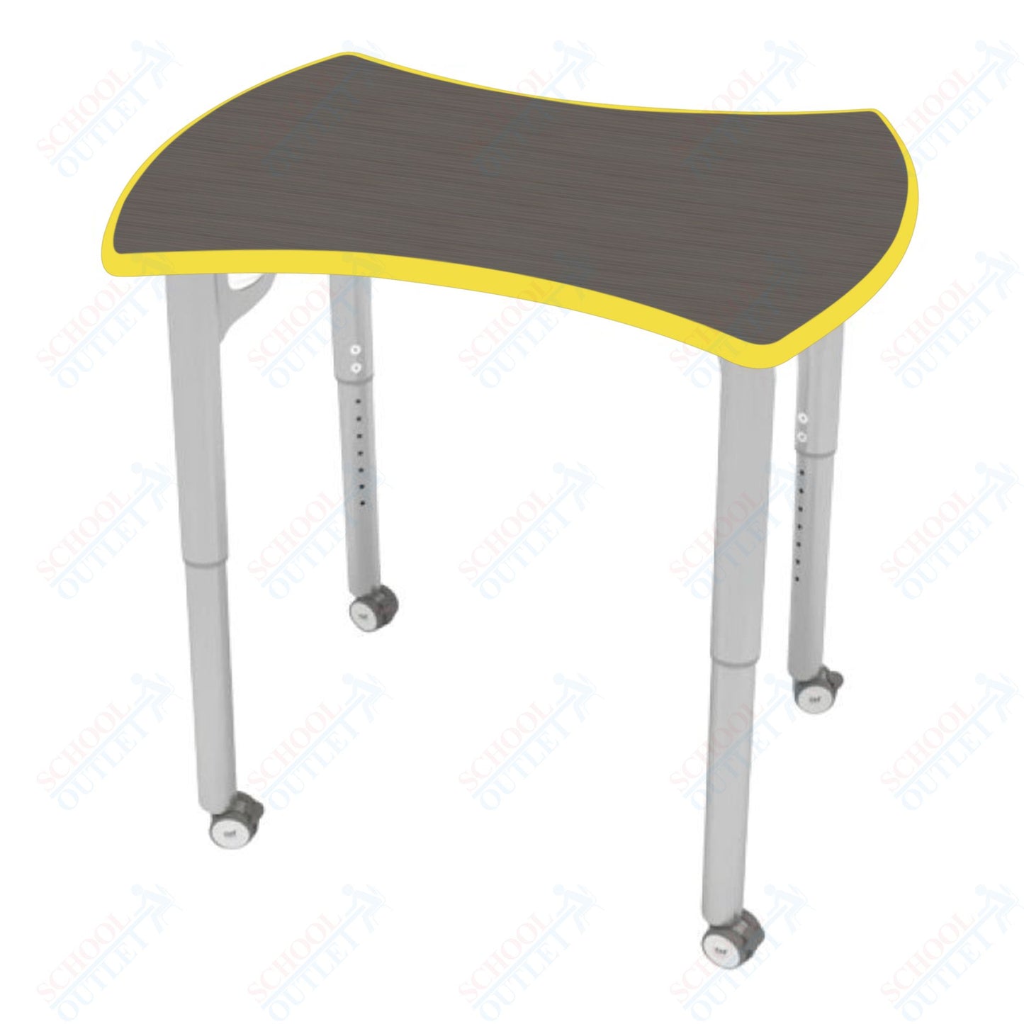 CEF ESTO Hourglass Student Desk 33.25" x 17.25" High-Pressure Laminate Top with Colored T-Molding and Adjustable Height Legs