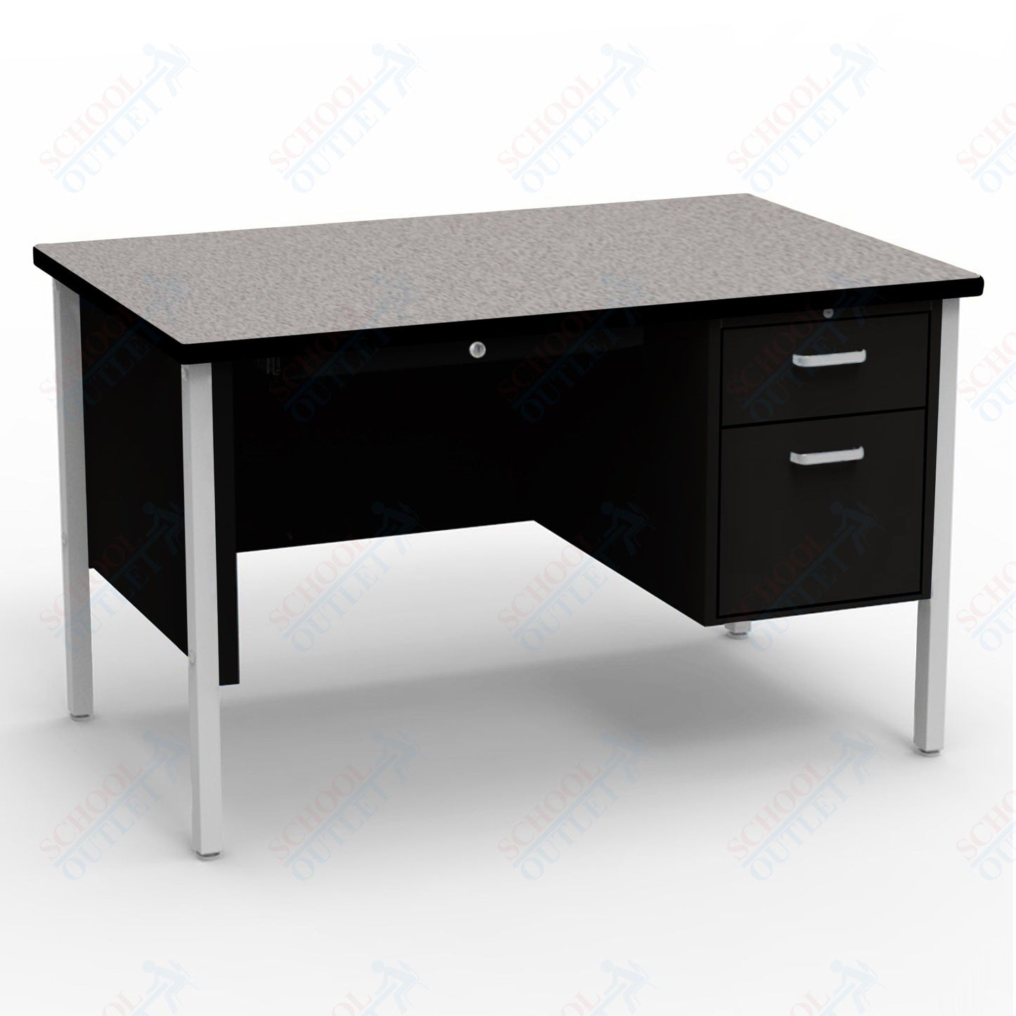 Virco 643 Single Pedestal Teacher Desk - 640 Series with a 30"D x 48"L High-pressure Laminate Surface