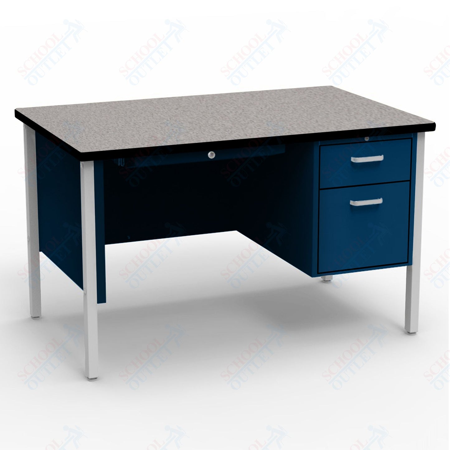 Virco 643 Single Pedestal Teacher Desk - 640 Series with a 30"D x 48"L High-pressure Laminate Surface