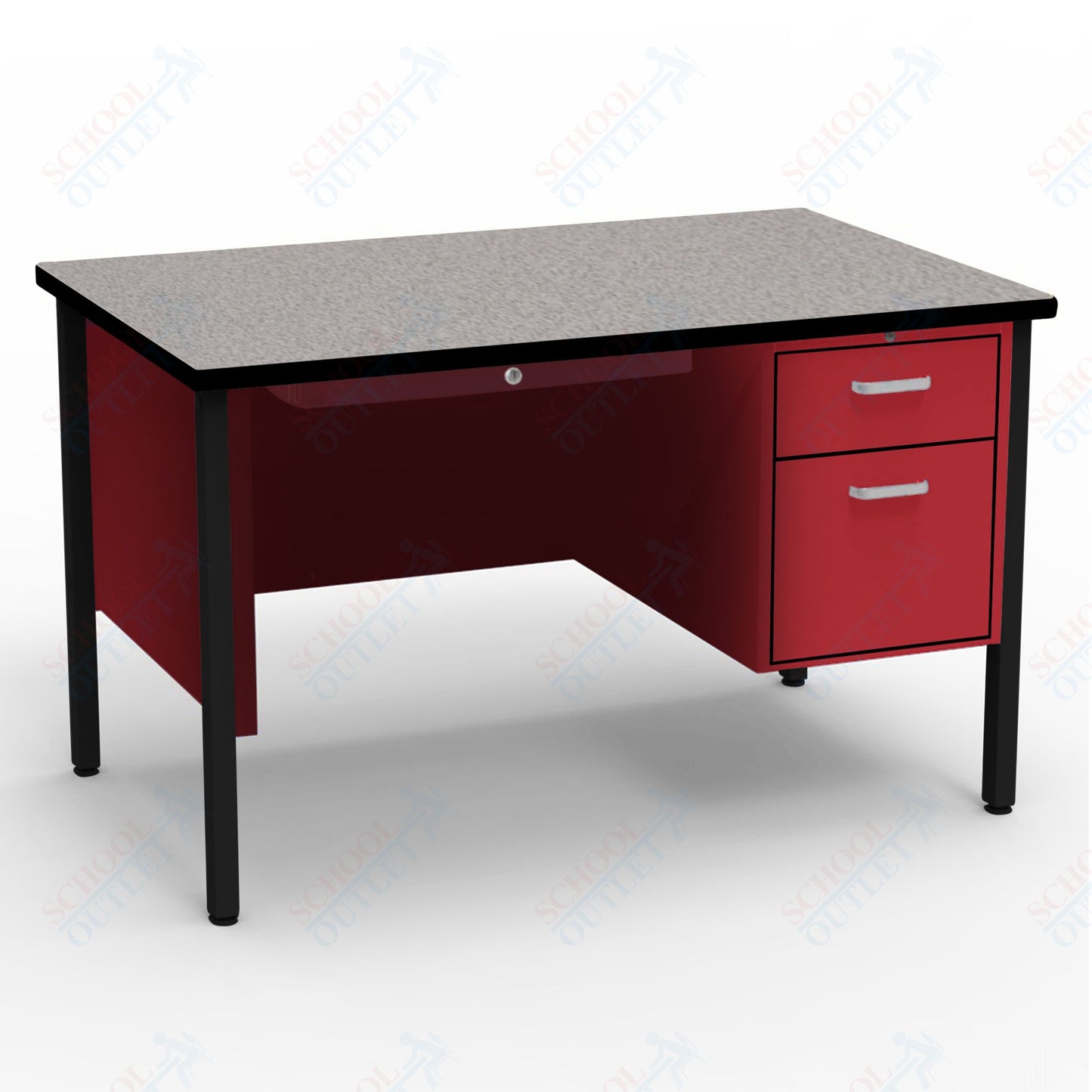 Virco 643 Single Pedestal Teacher Desk - 640 Series with a 30"D x 48"L High-pressure Laminate Surface