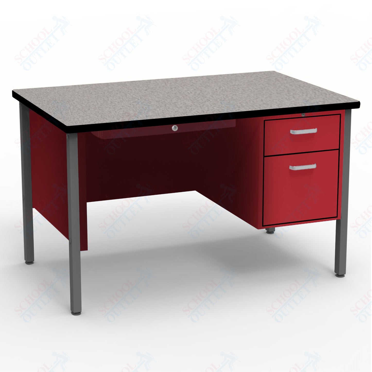 Virco 643 Single Pedestal Teacher Desk - 640 Series with a 30"D x 48"L High-pressure Laminate Surface