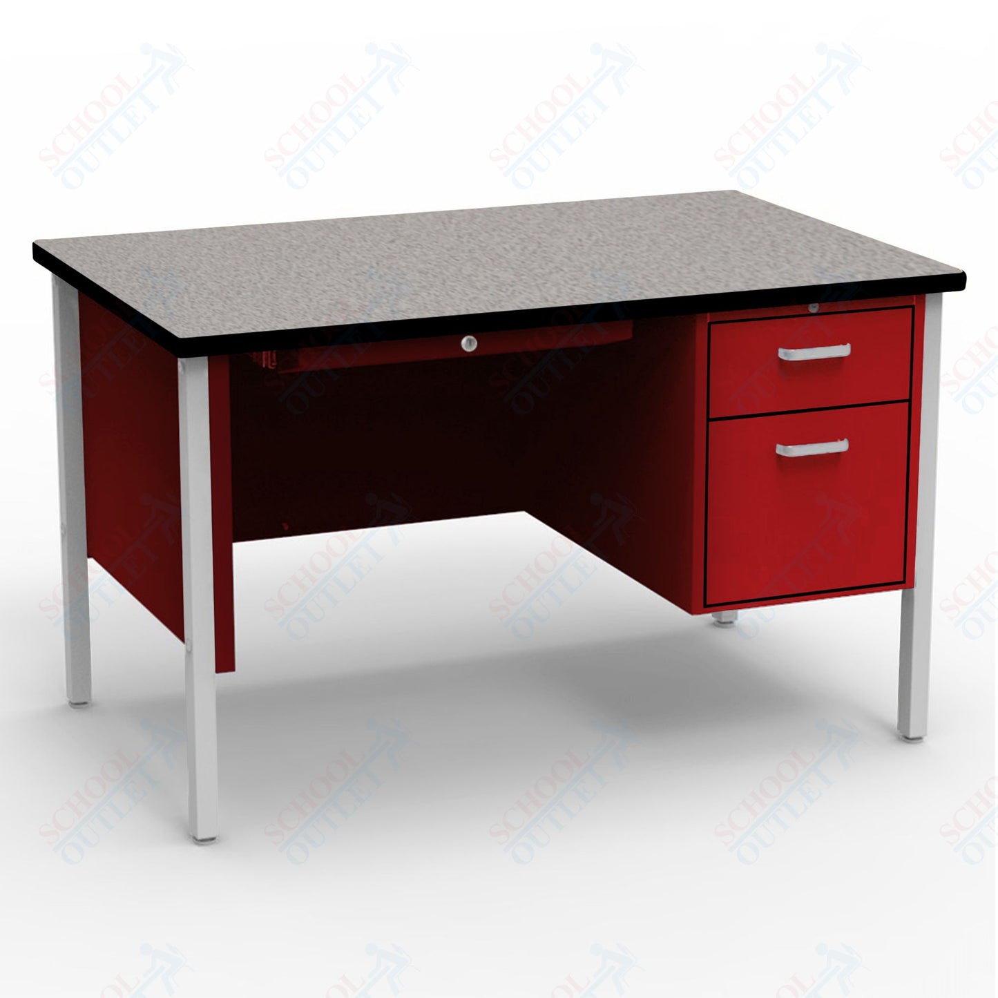 Virco 643 Single Pedestal Teacher Desk - 640 Series with a 30"D x 48"L High-pressure Laminate Surface