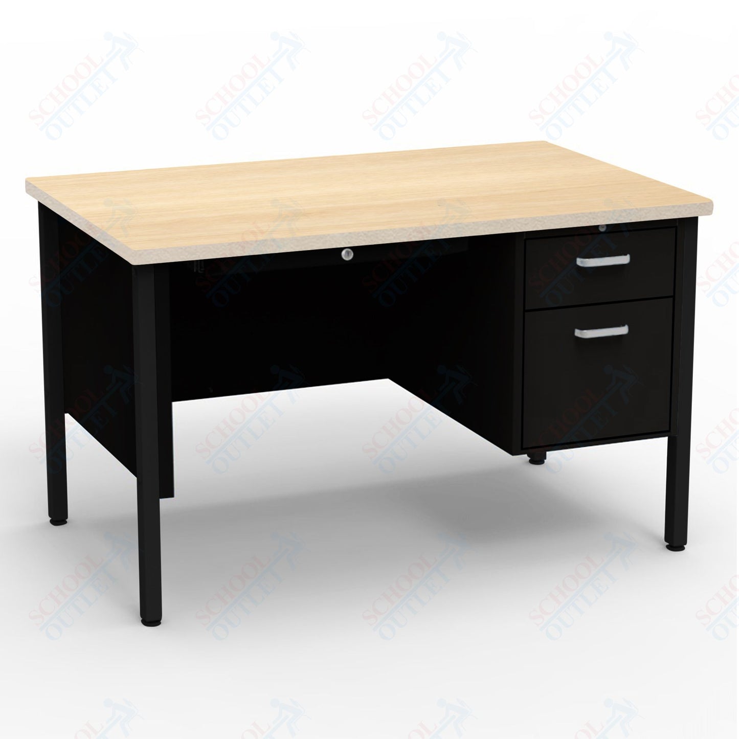 Virco 643 Single Pedestal Teacher Desk - 640 Series with a 30"D x 48"L High-pressure Laminate Surface