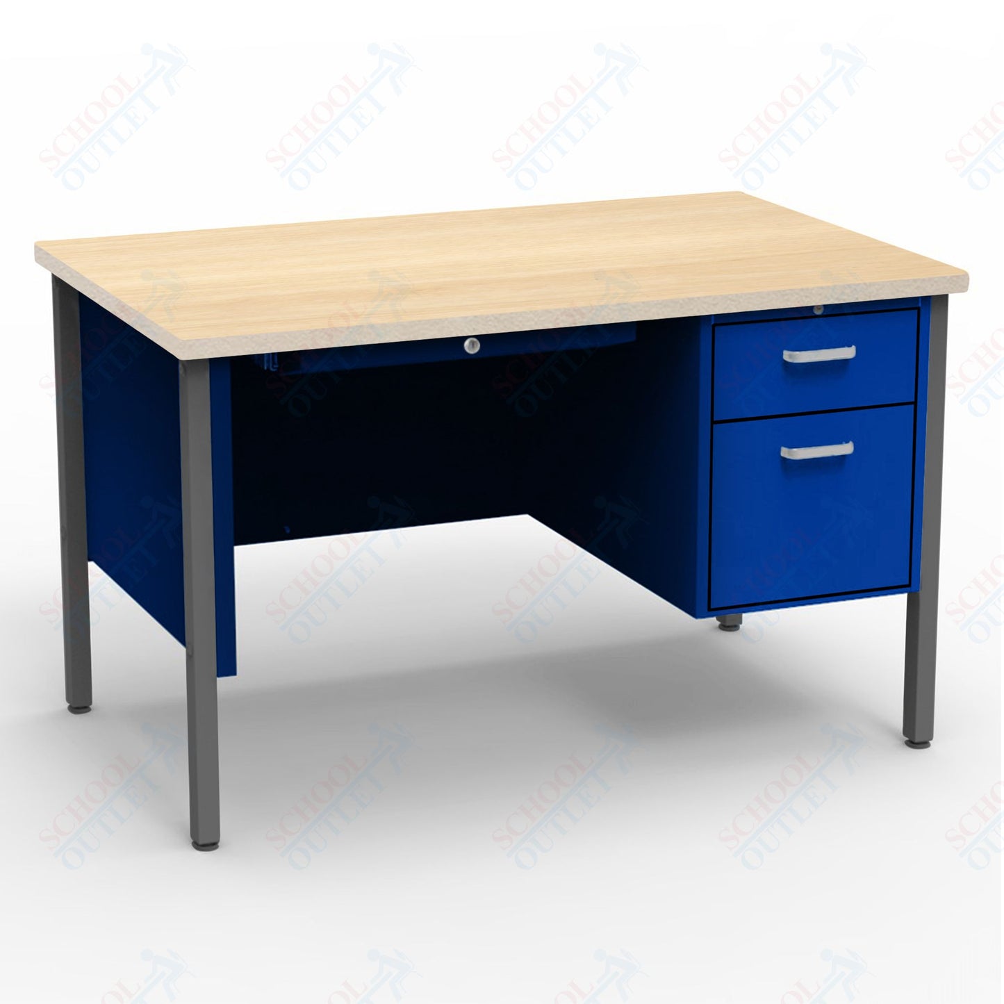 Virco 643 Single Pedestal Teacher Desk - 640 Series with a 30"D x 48"L High-pressure Laminate Surface